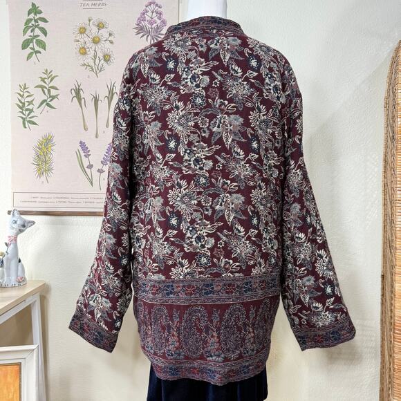 Vintage Beaded Paisley Floral Tapestry Jacket Whimsigoth Fairy Grunge Witchy 4X - Picture 2 of 9